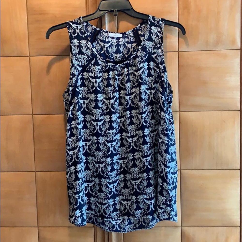 Navy and cream brief print Pleione tank